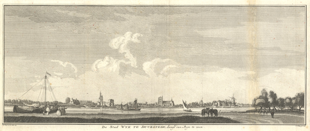 afbeelding van prent De Stad Wyk te Duurstede, Langs den Ryn te zien van J.C. Philips, naar J. de Beijer (Wijk bij Duurstede)