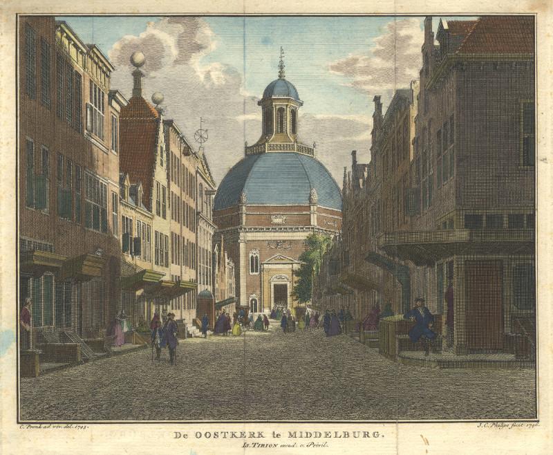 afbeelding van prent De Oostkerk te Middelburg van C. Pronk, J.C. Philips (Middelburg)