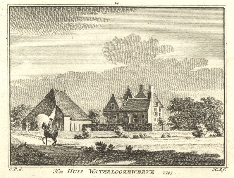 afbeelding van prent Het Huis Waterloozewerve 1745 van H. Spilman, C. Pronk (Aagtekerke)