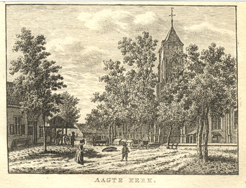 afbeelding van prent Aagte Kerk van C.F. Bendorp, J. Bulthuis (Aagtekerke)