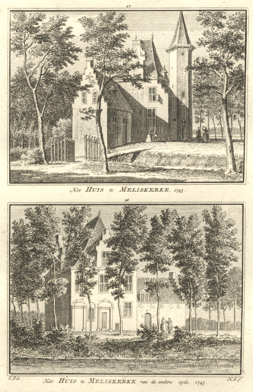 afbeelding van prent Het Huis te Meliskerke; Van de andere zyde 1745 van H. Spilman, C. Pronk (Meliskerke)