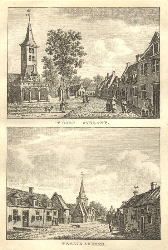 afbeelding van prent ´T Dorp Ovesant; ´T Zelve Anders van C.F. Bendorp, J. Bulthuis (Ovezande)