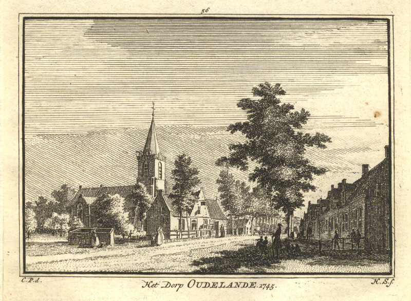 afbeelding van prent Het Dorp Oudelande 1745 van H. Spilman, C. Pronk (Oudelande)