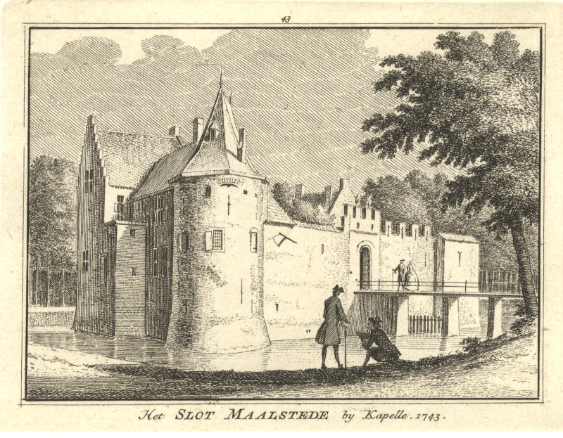 afbeelding van prent Het Slot Maalstede by Kapelle. 1743 van H. Spilman, C. Pronk (Kapelle)