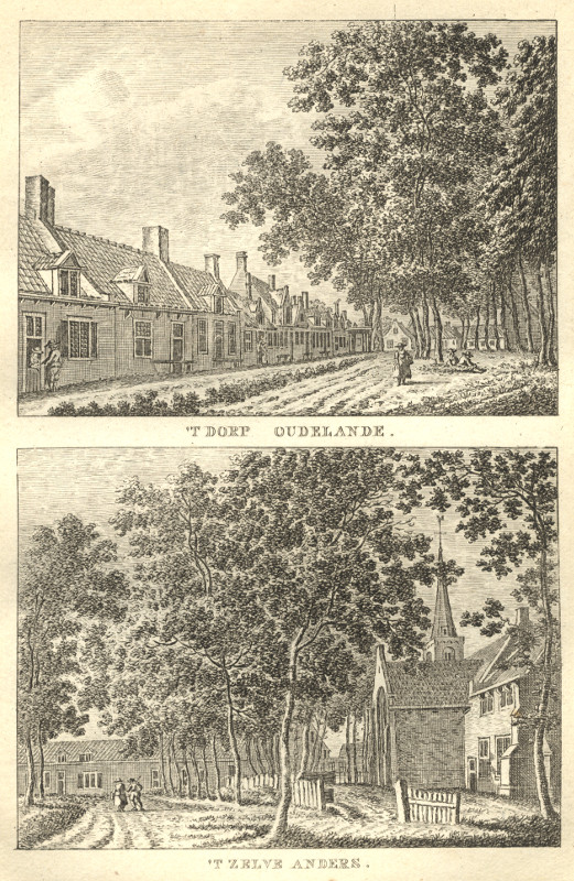 afbeelding van prent ´T Dorp Oudelande; ´T Zelve Anders van C.F. Bendorp, J. Bulthuis (Oudelande)