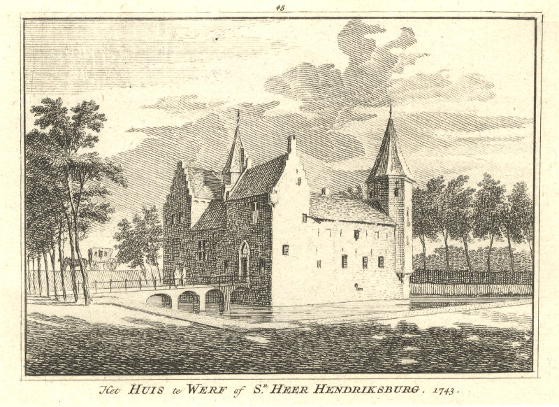 afbeelding van prent Het Huis te Werf of Sr. Heer Hendriksburg. 1743 van H. Spilman, C. Pronk (Goes)