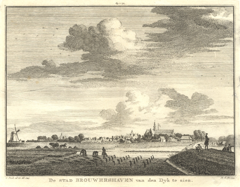 afbeelding van prent De Stad Brouwershaven van den Dyk te zien van H. Spilman, C. Pronk (Brouwershaven)