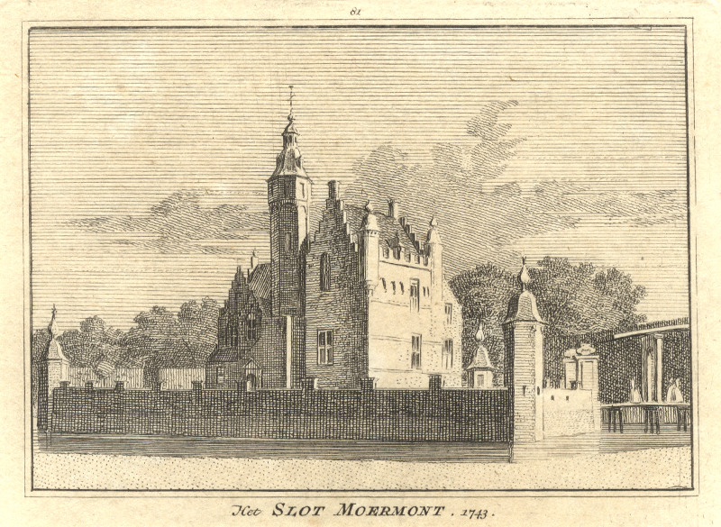 afbeelding van prent Het Slot Moermont.  1743 van H. Spilman, C. Pronk (Renesse)
