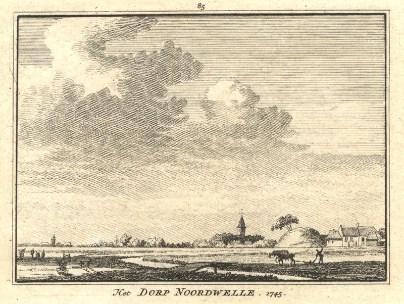afbeelding van vogelvlucht Het Dorp Noordwelle 1745 van H. Spilman (Noordwelle)