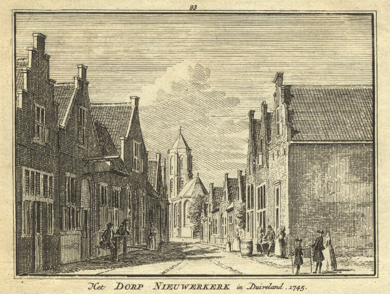 afbeelding van prent Het Dorp Nieuwerkerk in Duiveland 1745 van H. Spilman, C. Pronk (Nieuwerkerk)