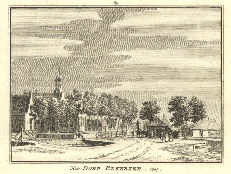 afbeelding van prent Het Dorp Elkerzee; 1745 van H. Spilman, C. Pronk (Schouwen-Duiveland, Elkerzee)