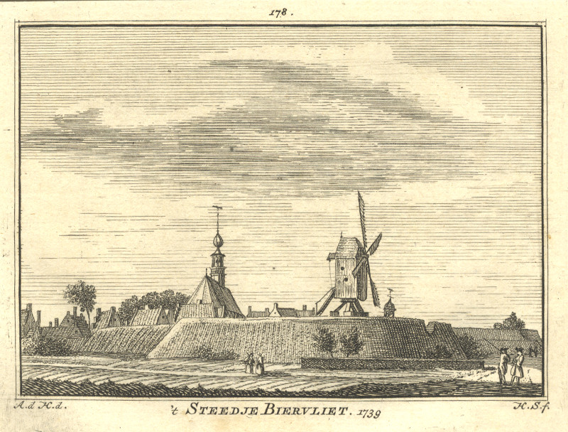 afbeelding van prent ´t Steedje Biervliet. 1739 van H. Spilman, A. de Haen (Biervliet)