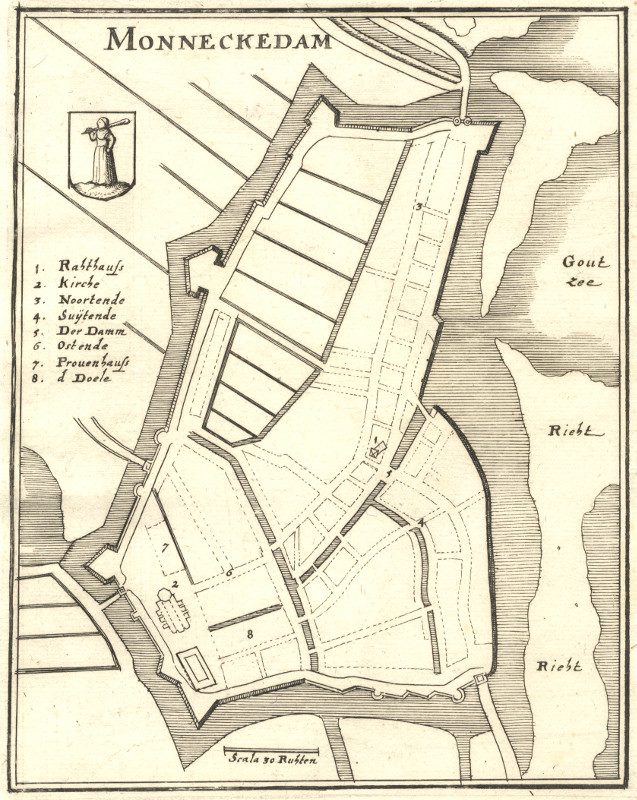 afbeelding van plattegrond Monneckedam van C. Merian (Monnickendam)