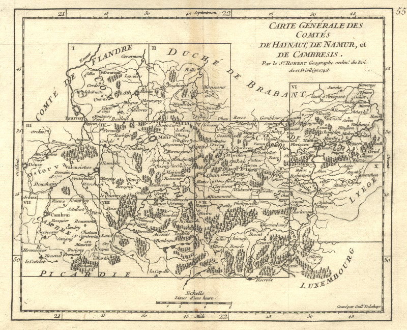 afbeelding van kaart Carte Generale des Comtes de Haynaut, de Namur et de Cambresis van M. Robert
