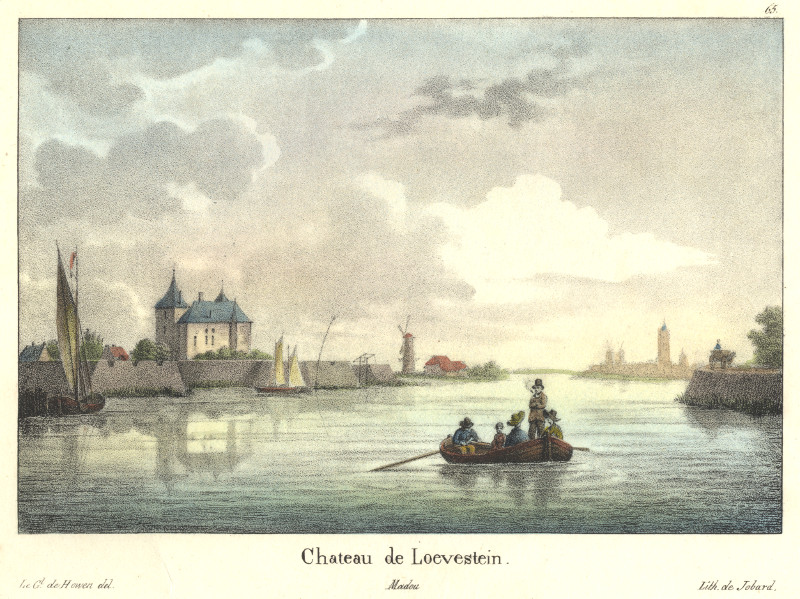 afbeelding van prent Chateau de Loevestein van J.B. Madou, naar O. Howen (Loevestein, Poederoijen)