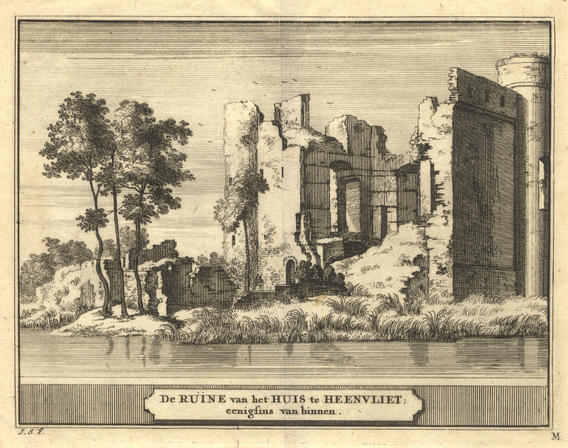 afbeelding van prent De Ruine van het Huis te Heenvliet; eenigsins van binnen van J. Schijnvoet (Heenvliet)