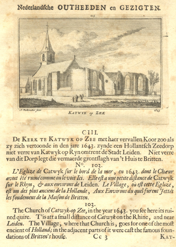afbeelding van prent Katwyk op Zee, 1643 van A. Rademaker (Katwijk)