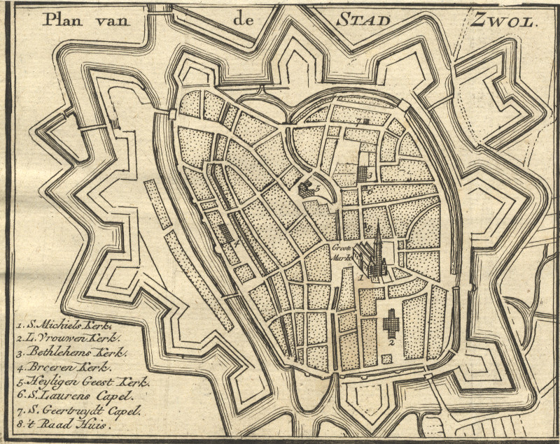 afbeelding van prent Plan van de Stad Zwol van Hendrik de Leth (Zwolle)