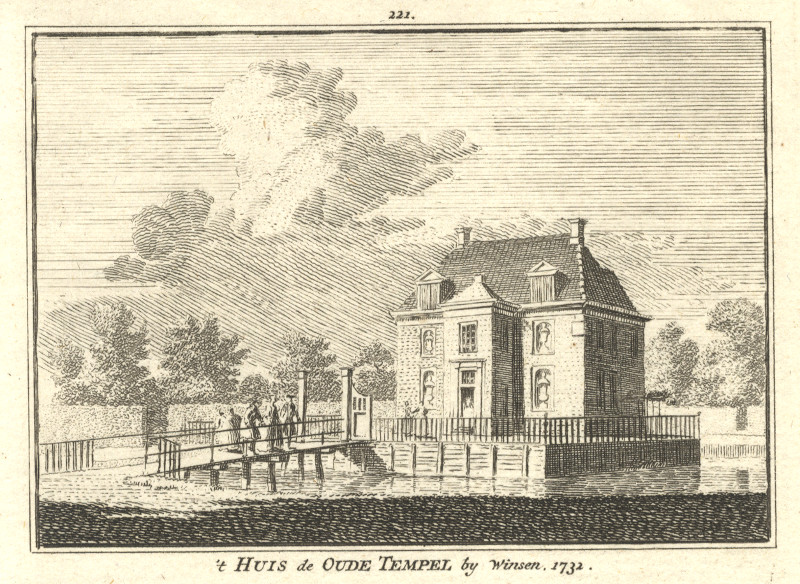 afbeelding van prent ´t Huis de Oude Tempel by Winsen. 1732 van H. Spilman, C. Pronk (Winssen)
