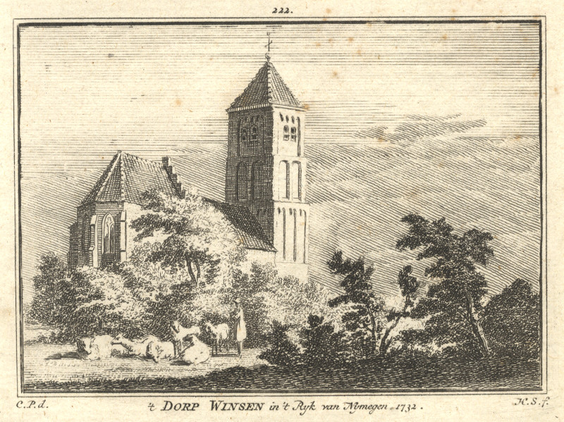 afbeelding van prent ´t Dorp Winsen in ´t Ryk van Nymegen 1732 van H. Spilman, C. Pronk (Winssen)
