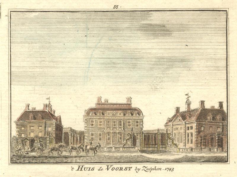afbeelding van prent ´t Huis de Voorst by Zutphen, 1743 van H. Spilman (Zutphen)