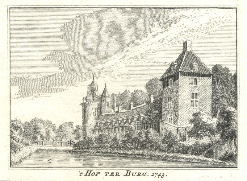 afbeelding van prent ´t Hof ter Burg; 1743 van H. Spilman, J. de Beijer (Terborg)