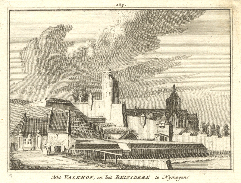 afbeelding van prent Het Valkhof, en het Belvidere te Nymegen van H. Spilman, C. Pronk (Nijmegen)