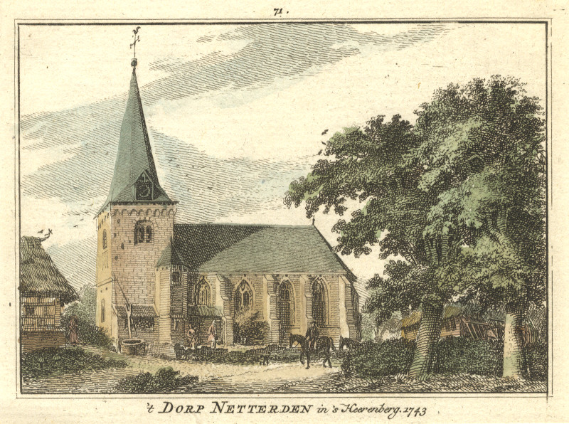 afbeelding van prent ´t Dorp Netterden in ´s Heerenberg, 1743 van H. Spilman, J. de Beijer (Netterden)