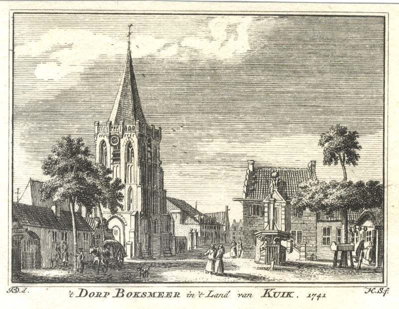 afbeelding van prent ´t Dorp Boksmeer in ´t land van Kuik, 1741 van H. Spilman, J. de Beijer (Boxmeer)