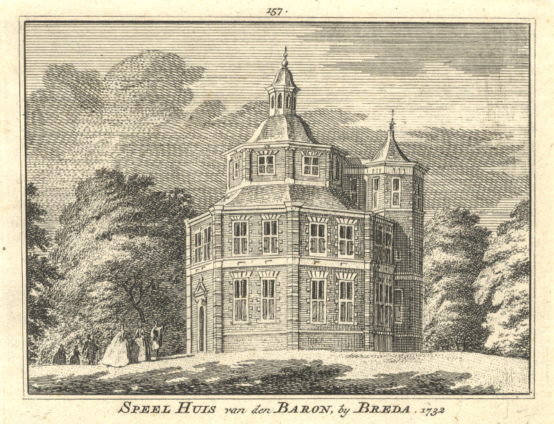 afbeelding van prent Speel Huis van den Baron, by Breda. 1732 van H. Spilman (Breda)