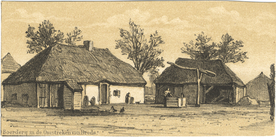 afbeelding van prent Boerderij in de Omstreken van Breda van P.A. Schipperus (Breda)