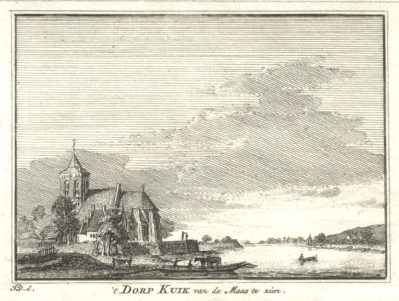 afbeelding van prent ´t Dorp Kuik van de Maas te zien. van H. Spilman, J. de Beijer (Cuijk)