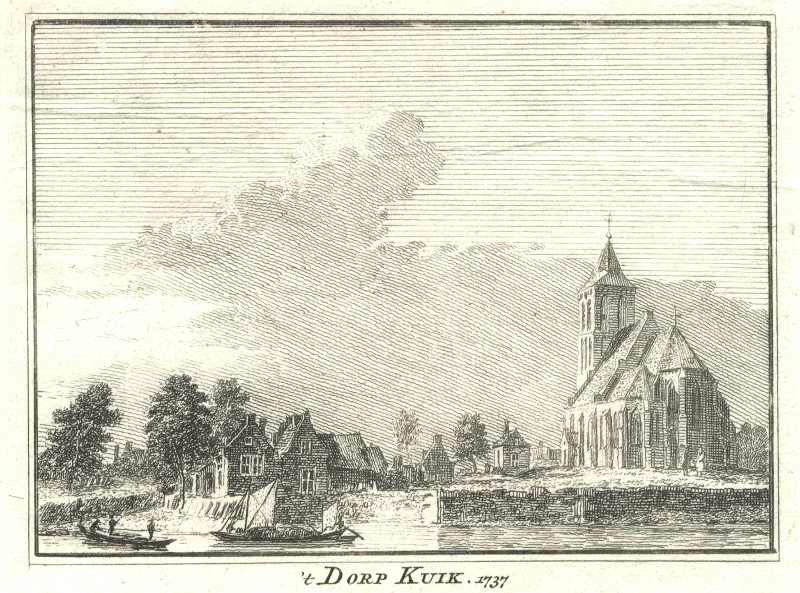 afbeelding van prent ´t dorp Kuik; 1737 van H. Spilman, J. de Beijer (Cuijk)