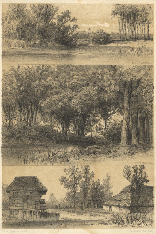 afbeelding van prent Hondsberg, Durendael, Watermolen bij Oisterwijk van P.A. Schipperus (Oisterwijk)