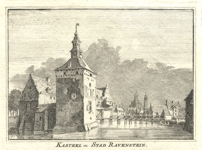 afbeelding van prent Kasteel en Stad Ravenstein van H. Spilman, J. de Beijer (Ravenstein)