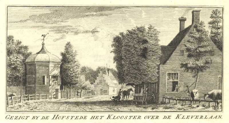 afbeelding van prent Gezigt by de Hofstede het Klooster over de Kleverlaan van H. Spilman (Haarlem)