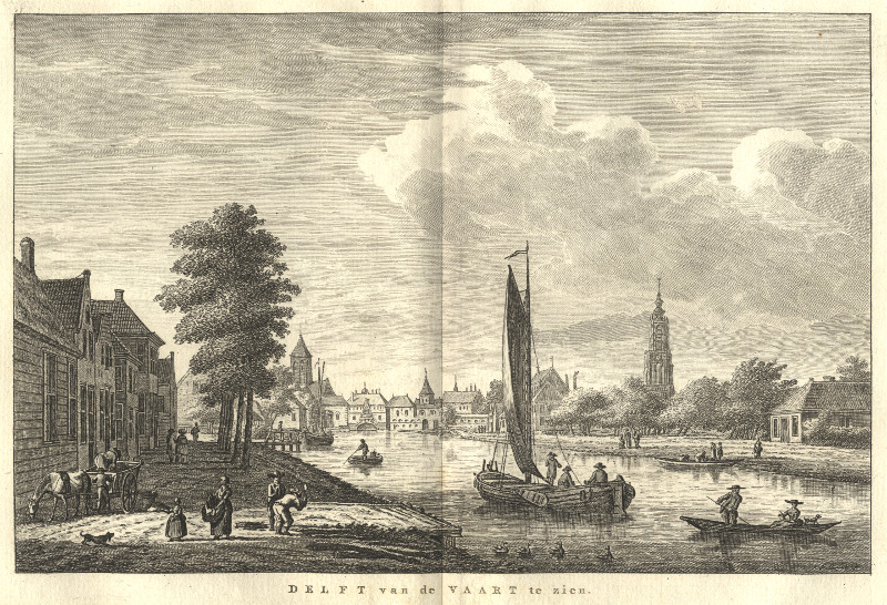 afbeelding van prent Delft van de Vaart te zien van K.F. Bendorp naar J. Bulthuis (Amersfoort)