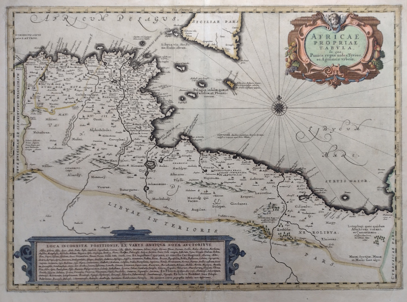 afbeelding van kaart Africae Propriae Tabula. In qua Punica regna vides Tyrios et Agenoris urbem. van J. Janssonius