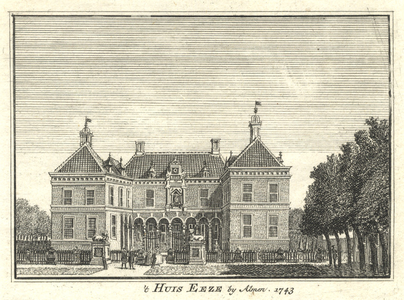 afbeelding van prent ´t Huis Eeze by Almen. 1743 van H. Spilman, J. de Beijer (Almen)