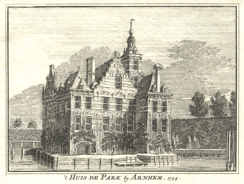 afbeelding van prent ´t Huis de Park by Arnhem, 1744 van H. Spilman, J. de Beijer (Arnhem)