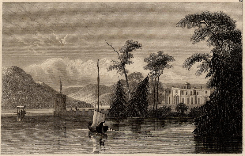 afbeelding van prent Château de Stores sur le lac de Windermère van nn (Winderlake, Lake District)