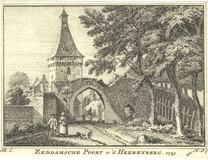 afbeelding van prent Zeddamsche Poort te ´s Heerenberg 1743 van H. Spilman, J. de Beijer (´s- Heerenberg)