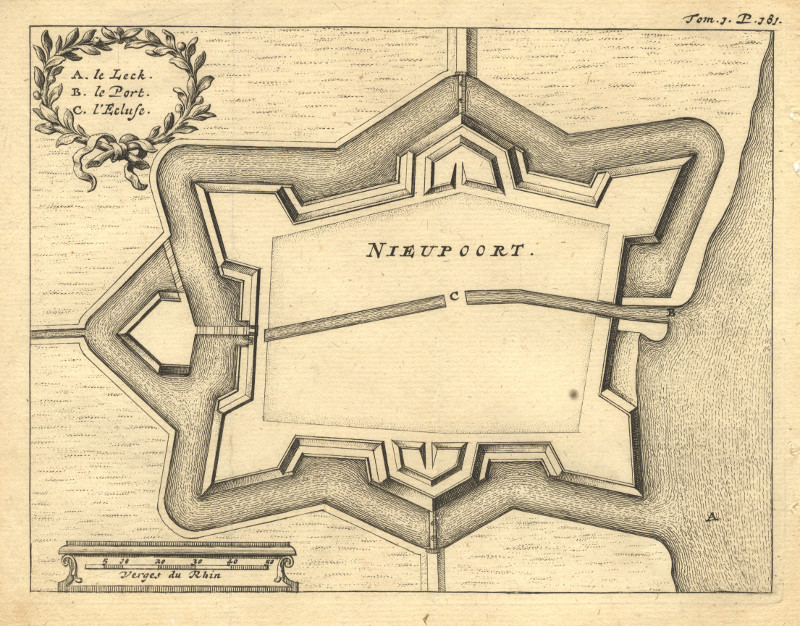 afbeelding van plattegrond Nieupoort van nn, mogelijk C. Merian ?  (Nieuwpoort)