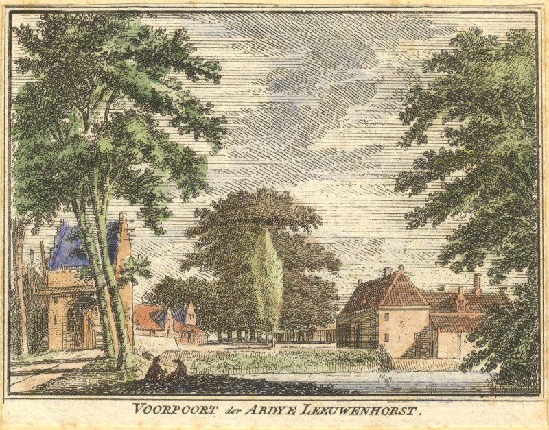 afbeelding van prent Voorpoort der Abdye Leeuwenhorst van H. Spilman, A. de Haen (Noordwijk)