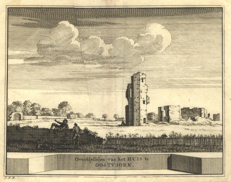 afbeelding van prent Overblyfselen van het Huis te Oostvoorn van J. Schijnvoet, naar R. Roghman (Oostvoorne)
