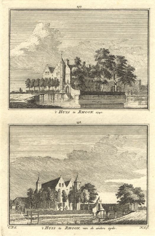 afbeelding van prent ´t Huis te Rhoon; ´t Huis te Rhoon van de andere zyde van H. Spilman, C. Pronk (Rhoon)