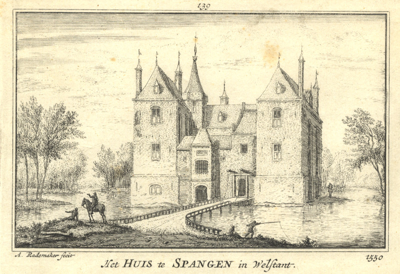 afbeelding van prent Het Huis te Spangen in Welstant; 1550 van A. Rademaker (Rotterdam)