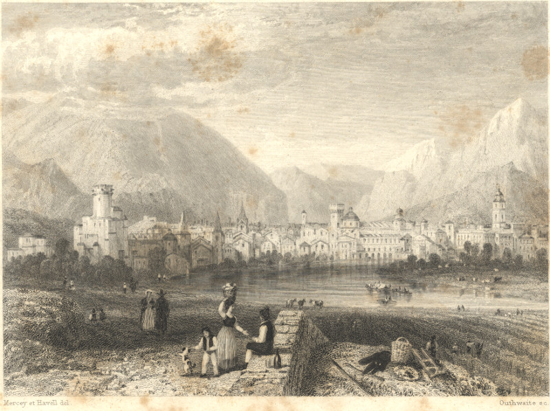 afbeelding van prent Vue generale de Trente van Mercey, Havell, Outhwaite (Trento, Trente)