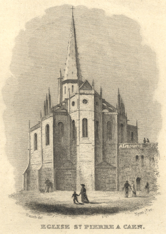 afbeelding van prent Eglise St. Pierre a Caen van Rauch, Nyon (Caen)