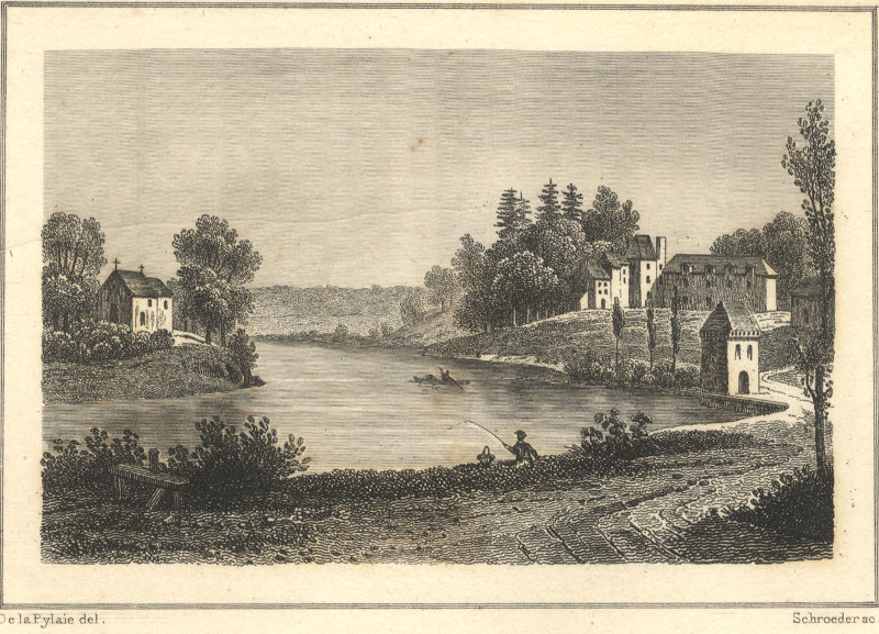 afbeelding van prent Site et chateau de l´ancien marigny van De la Pylaie, Schroeder (Marigny)